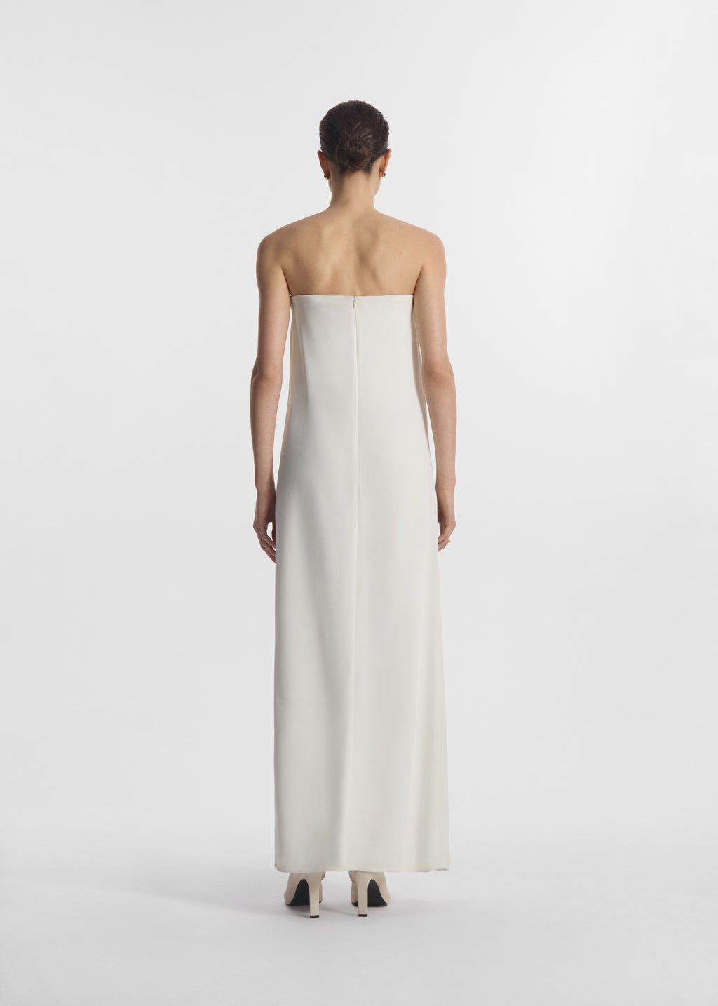 Strapless Column Dress in Viscose Crepe - Ivory - CO