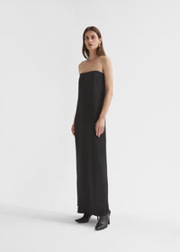 Strapless Column Dress in Viscose Crepe - Black