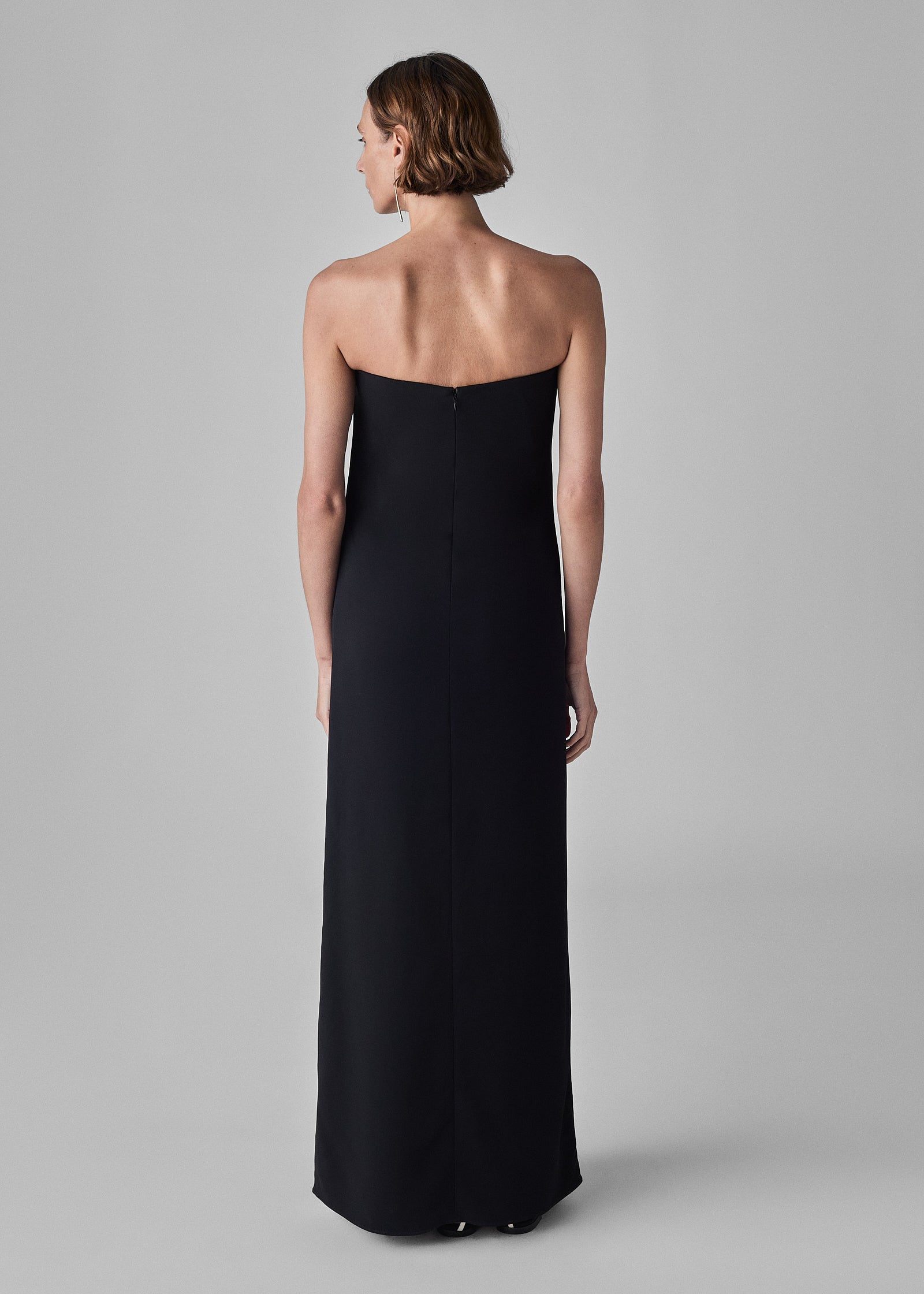 Strapless Column Dress in Viscose Crepe - Black