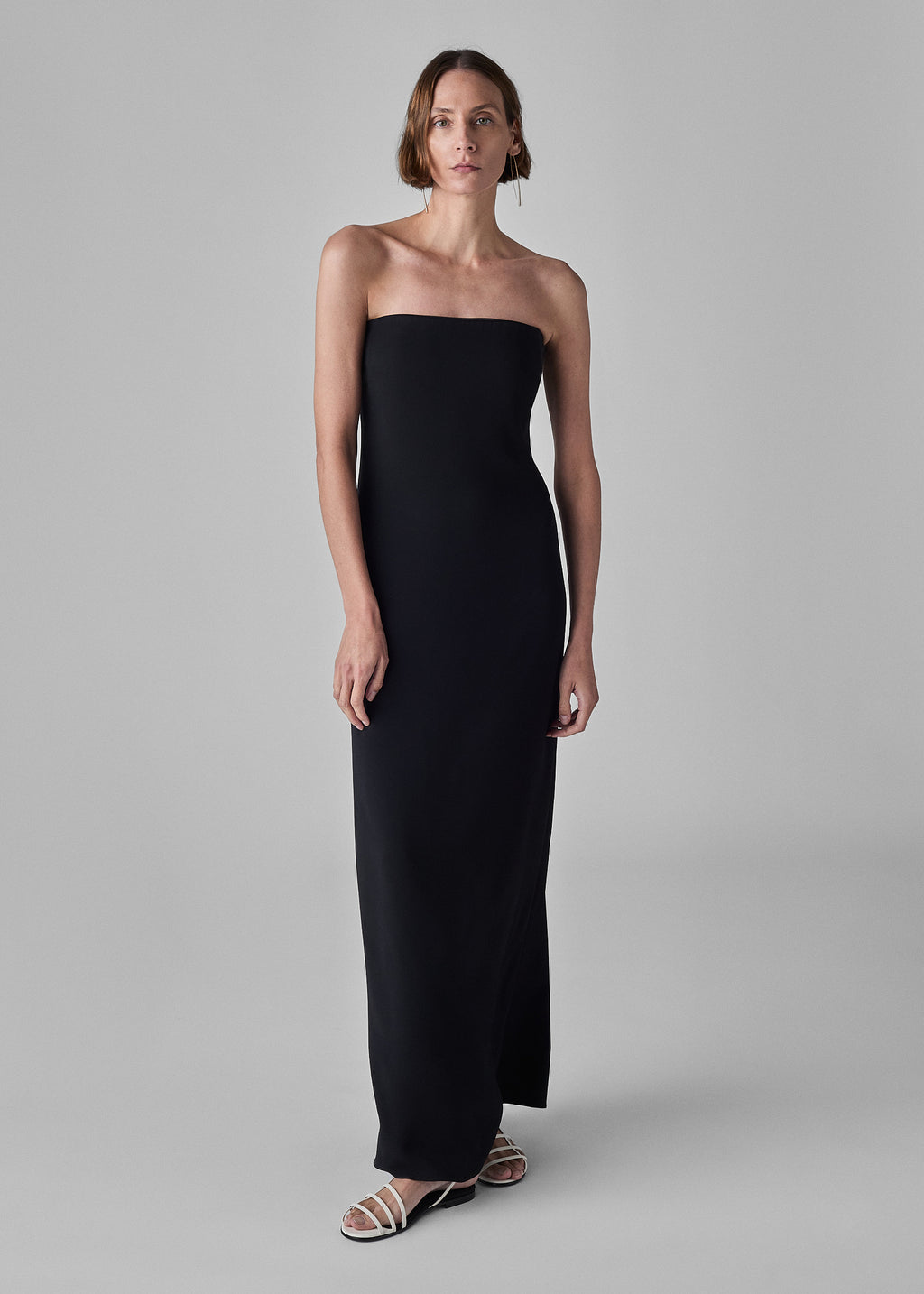 Strapless Column Dress in Viscose Crepe - Black - CO