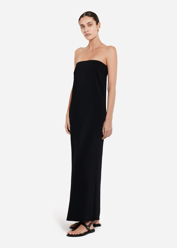 Strapless Column Dress in Viscose Crepe - Black - CO