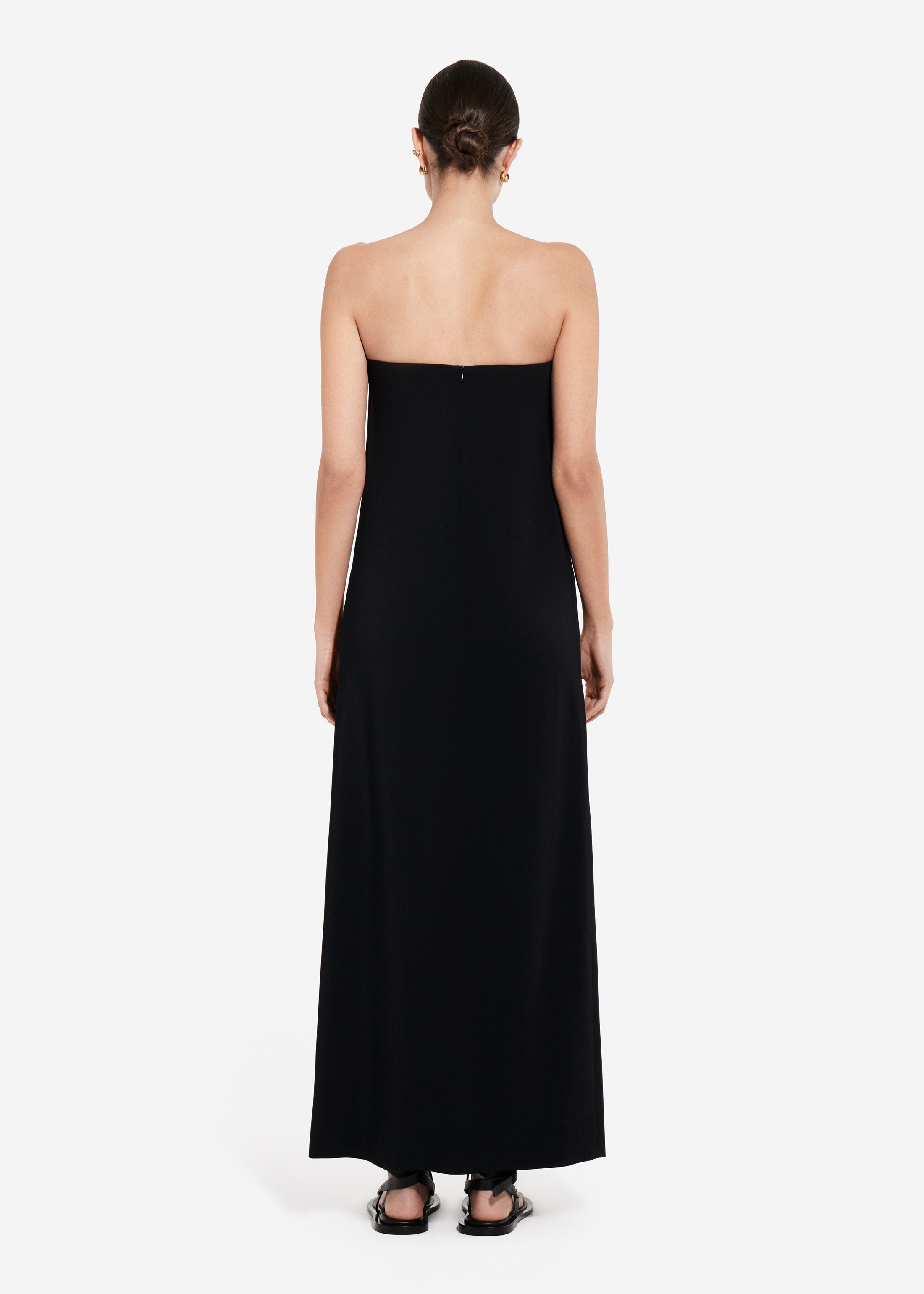 Strapless Column Dress in Viscose Crepe - Black