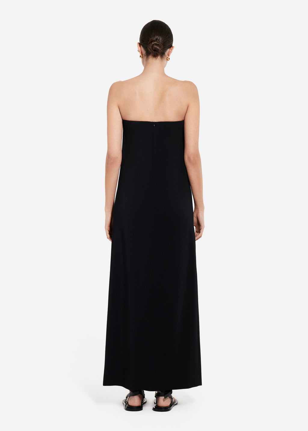Strapless Column Dress in Viscose Crepe - Black - CO
