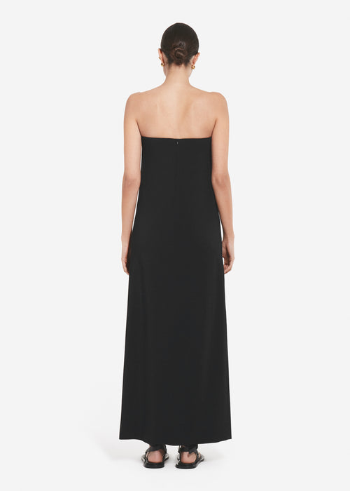 Strapless Column Dress in Viscose Crepe - Black, image 2 of 4