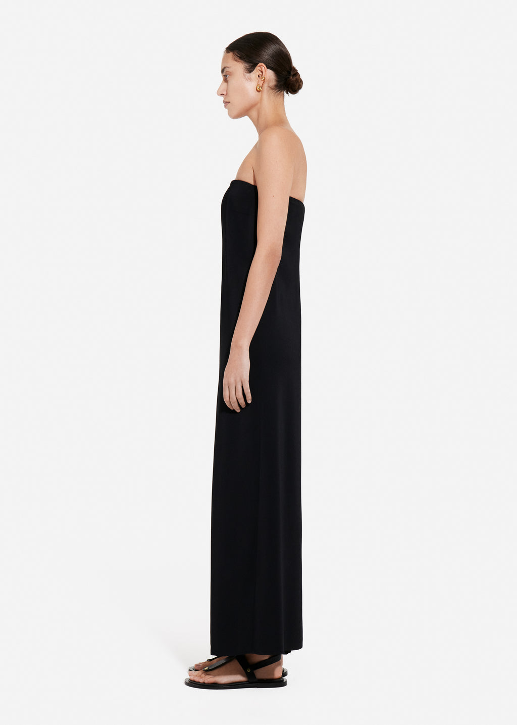 Strapless Column Dress in Viscose Crepe - Black - CO