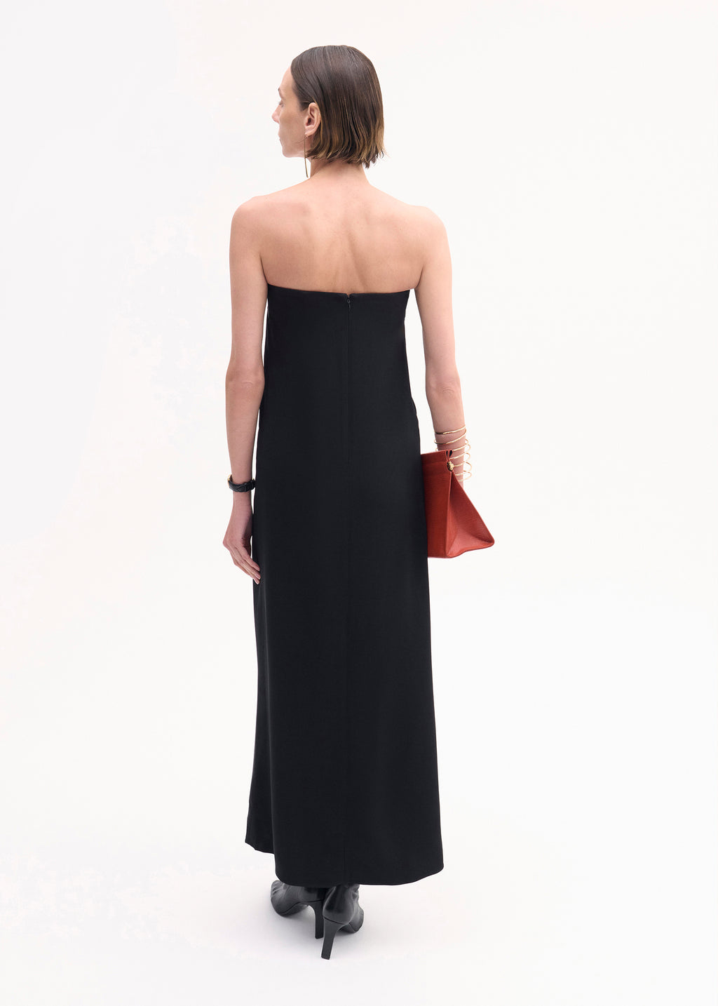 Strapless Column Dress in Viscose Crepe - Black - CO