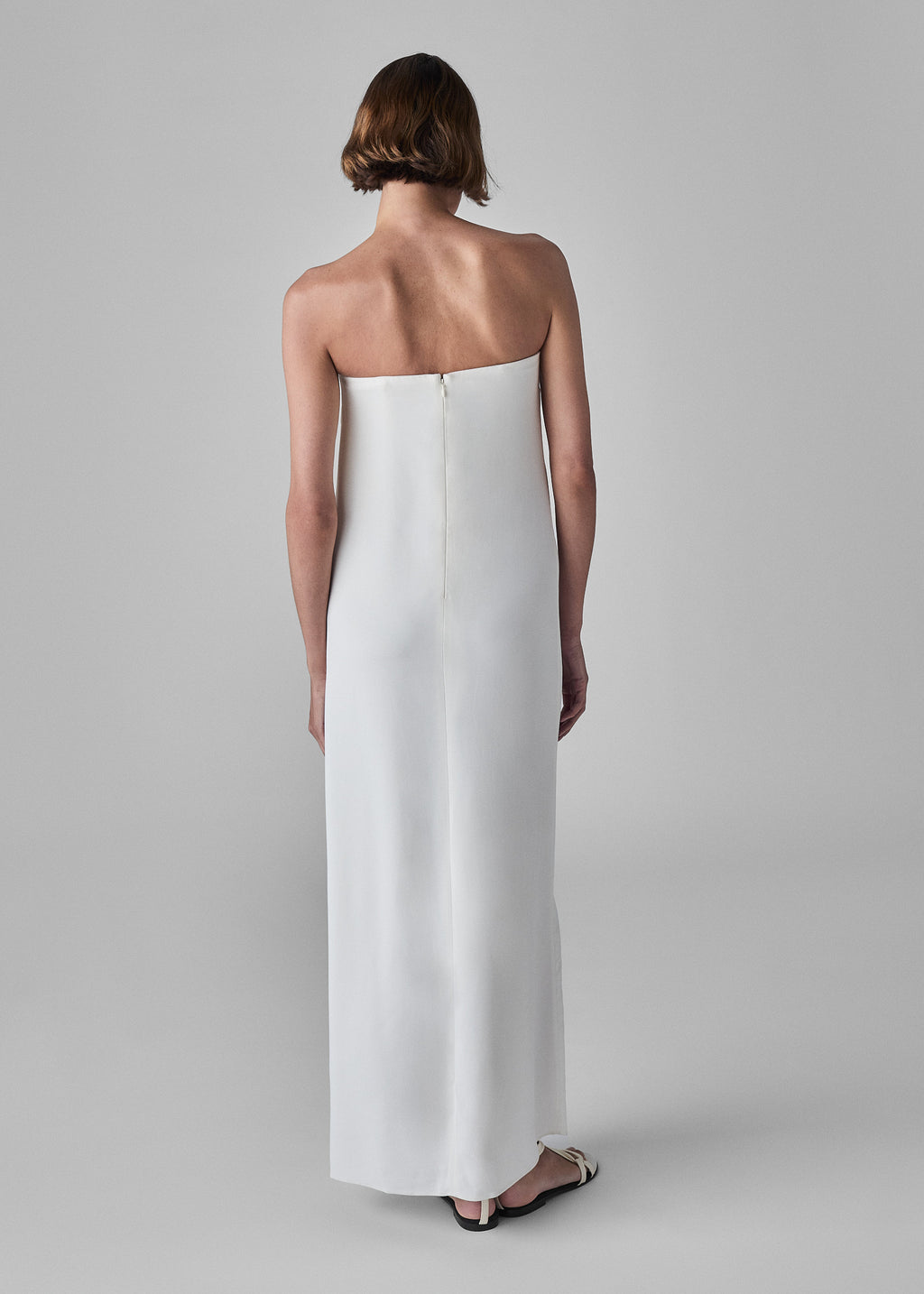 Strapless Column Dress in Viscose Crepe - Ivory - CO