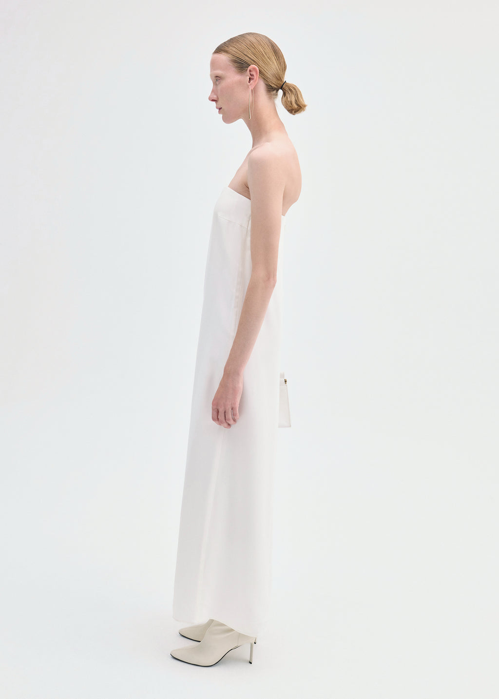 Strapless Column Dress in Viscose Crepe - Ivory - CO