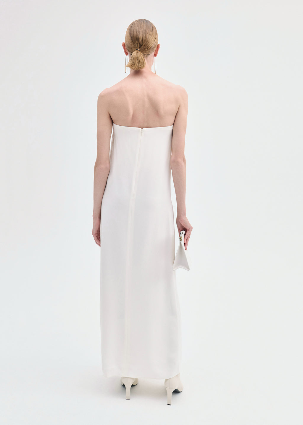 Strapless Column Dress in Viscose Crepe - Ivory - CO