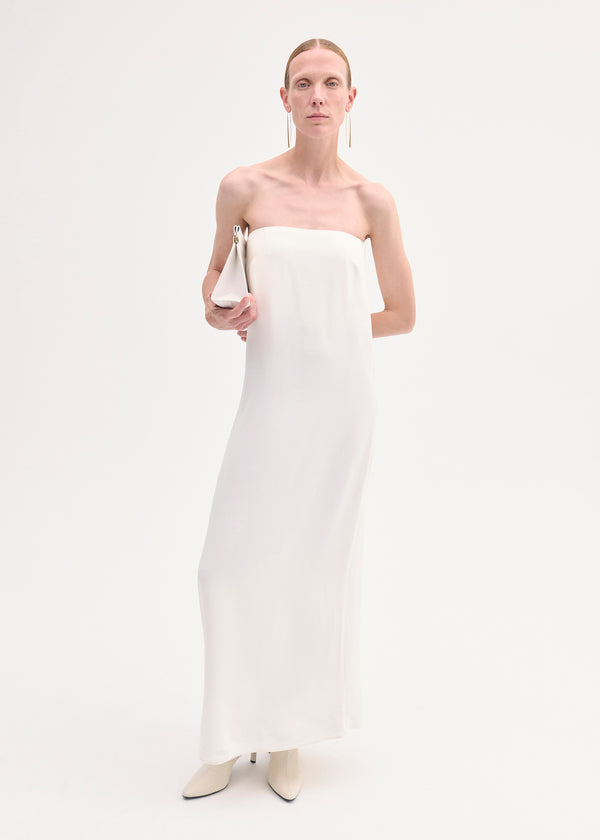 Strapless Column Dress in Viscose Crepe - Ivory - CO