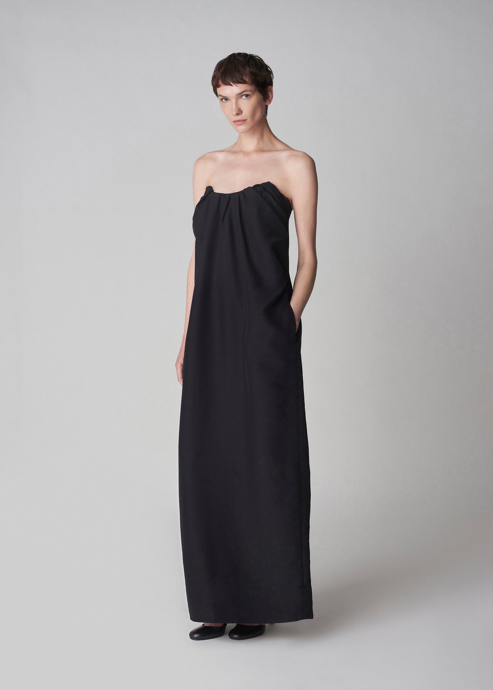 Bustier Dress in Smooth Faille - Black - CO Collections