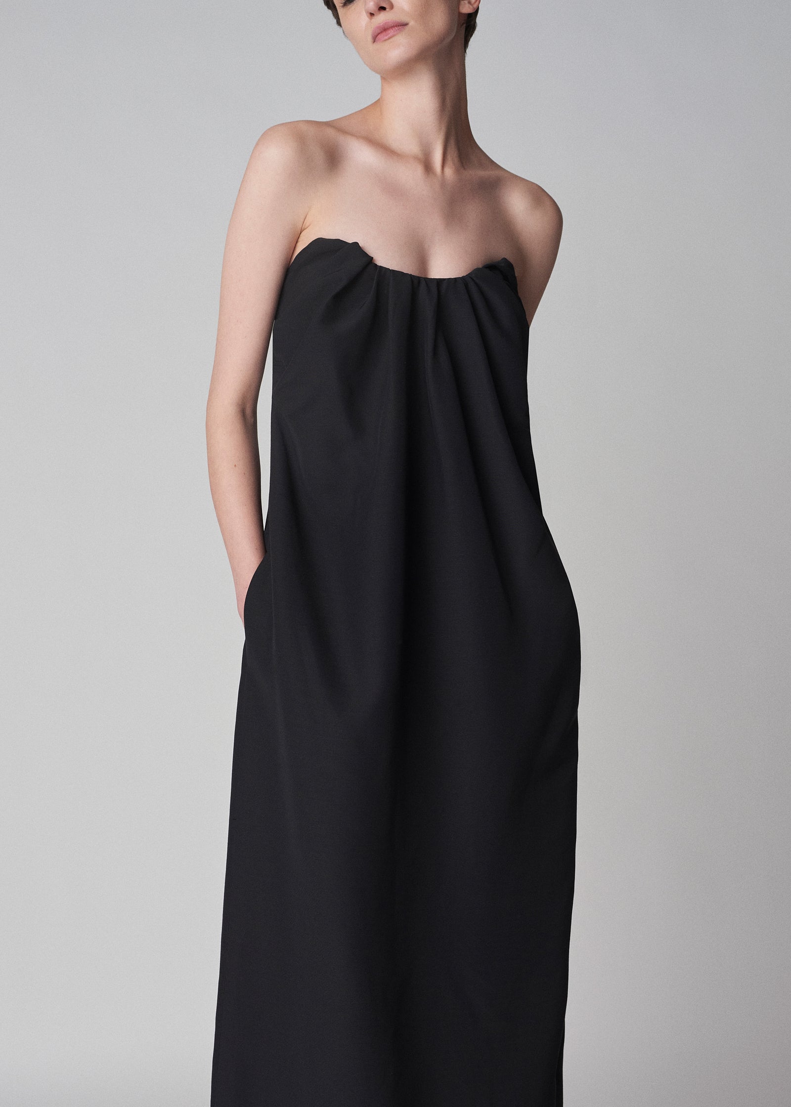 Bustier Dress in Smooth Faille - Black - CO Collections