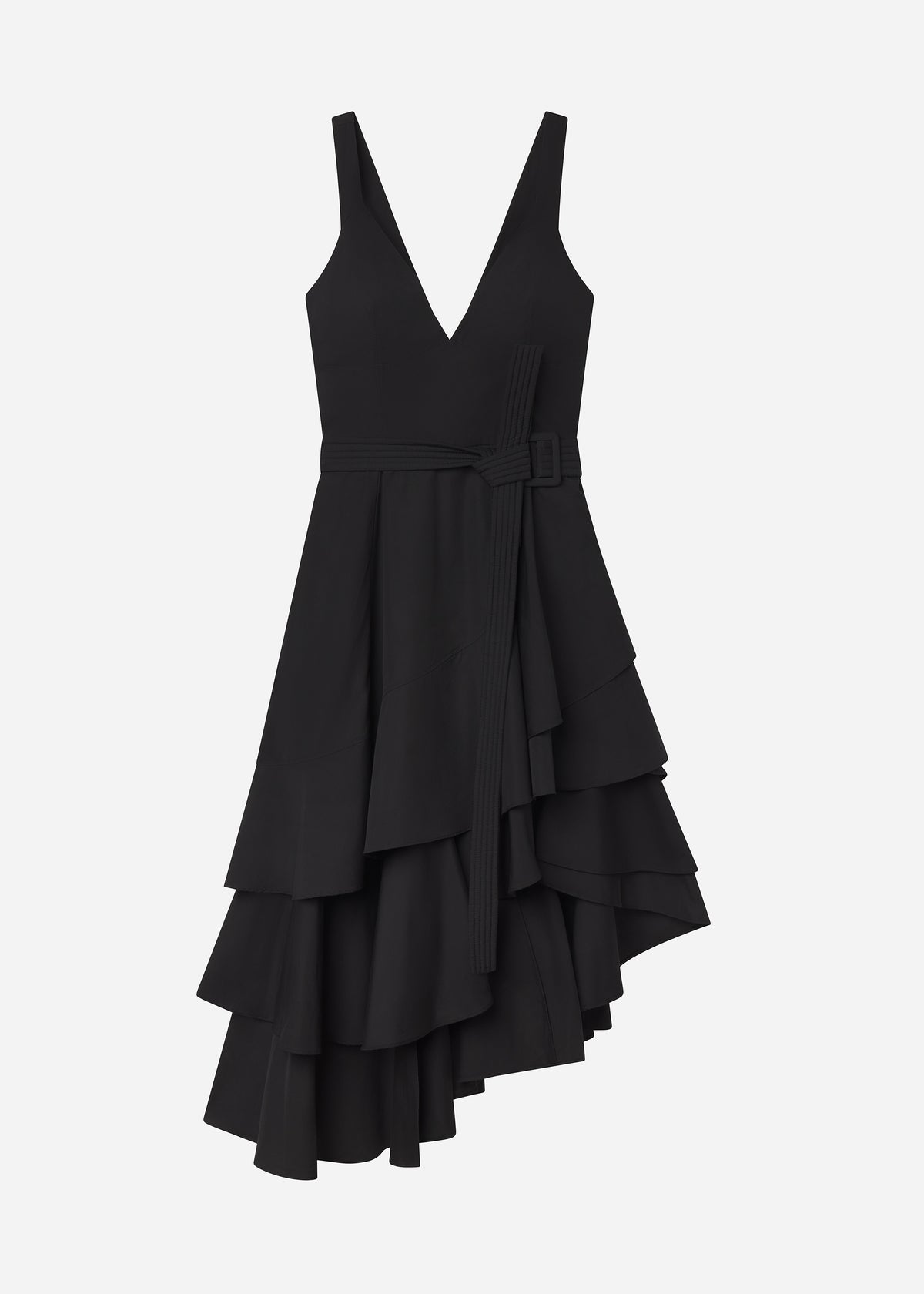 Asymmetric Layered Tank Dress in Cotton Poplin - Black, image 7 of 7