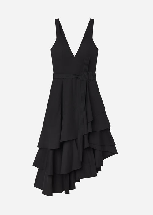Asymmetric Layered Tank Dress in Cotton Poplin - Black, image 7 of 7