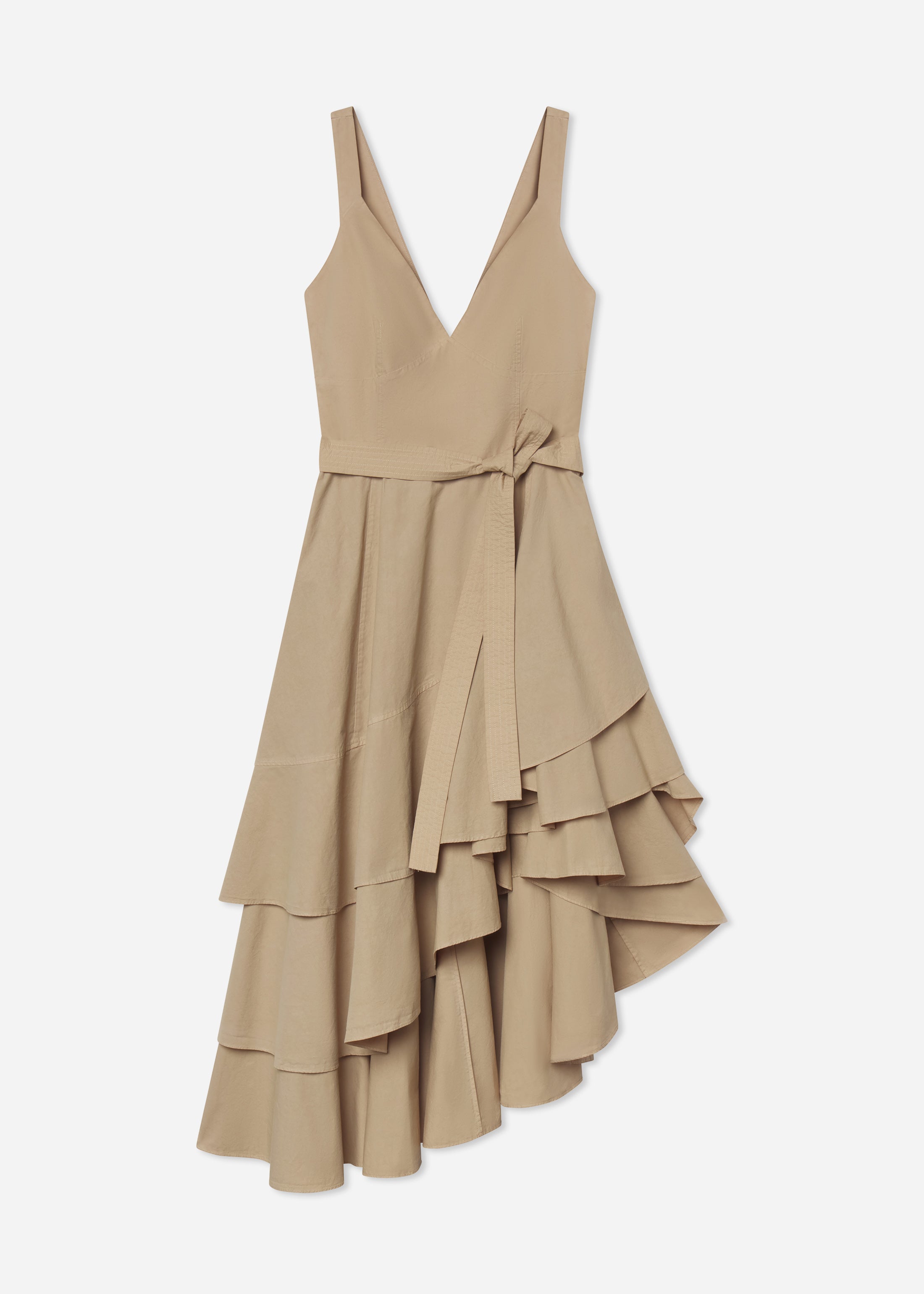 cotton khaki dress St. Agni Organic Bateau Small Hidden pockets Co Women's Tank Cotton Ruffle