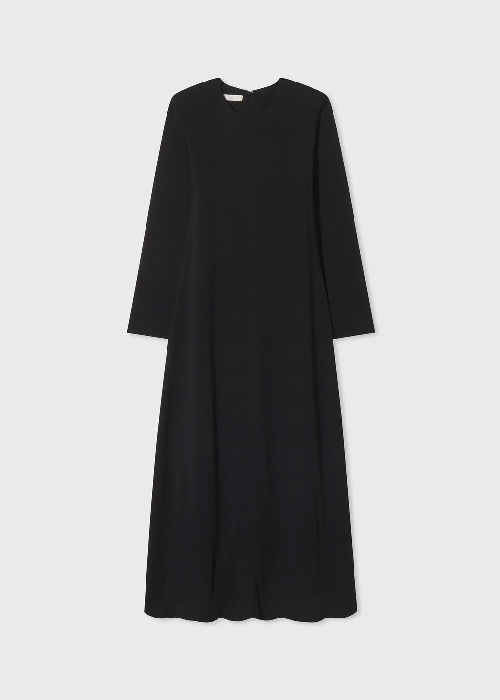 Long Sleeve Column Dress in Viscose Crepe - Black - CO