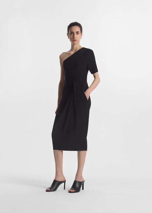 Draped Dress in Viscose Crepe - Black, image 2 of 5
