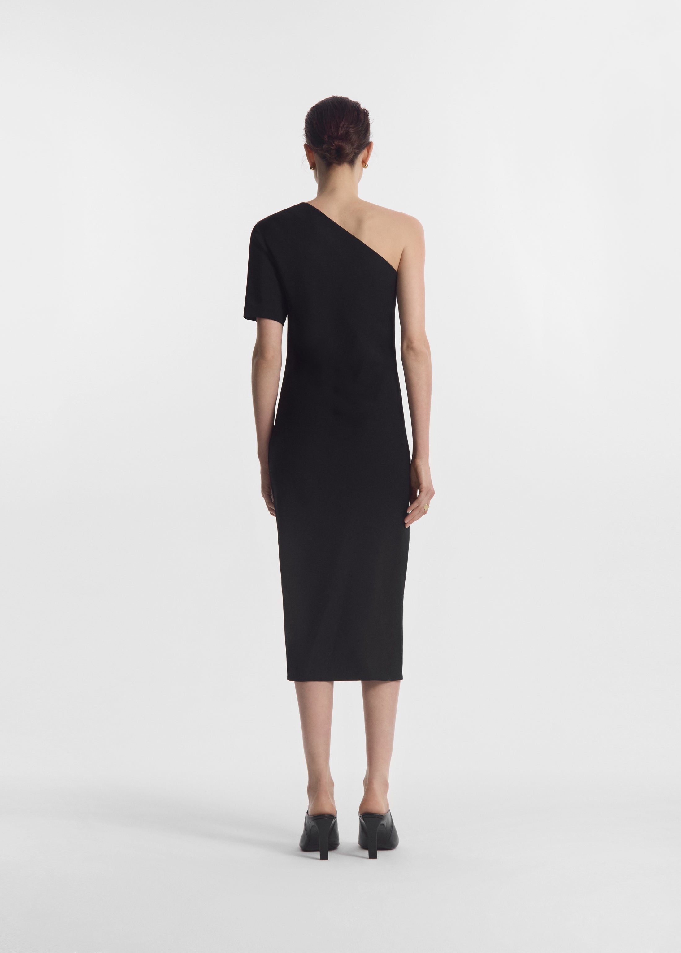 Draped Dress in Viscose Crepe - Black