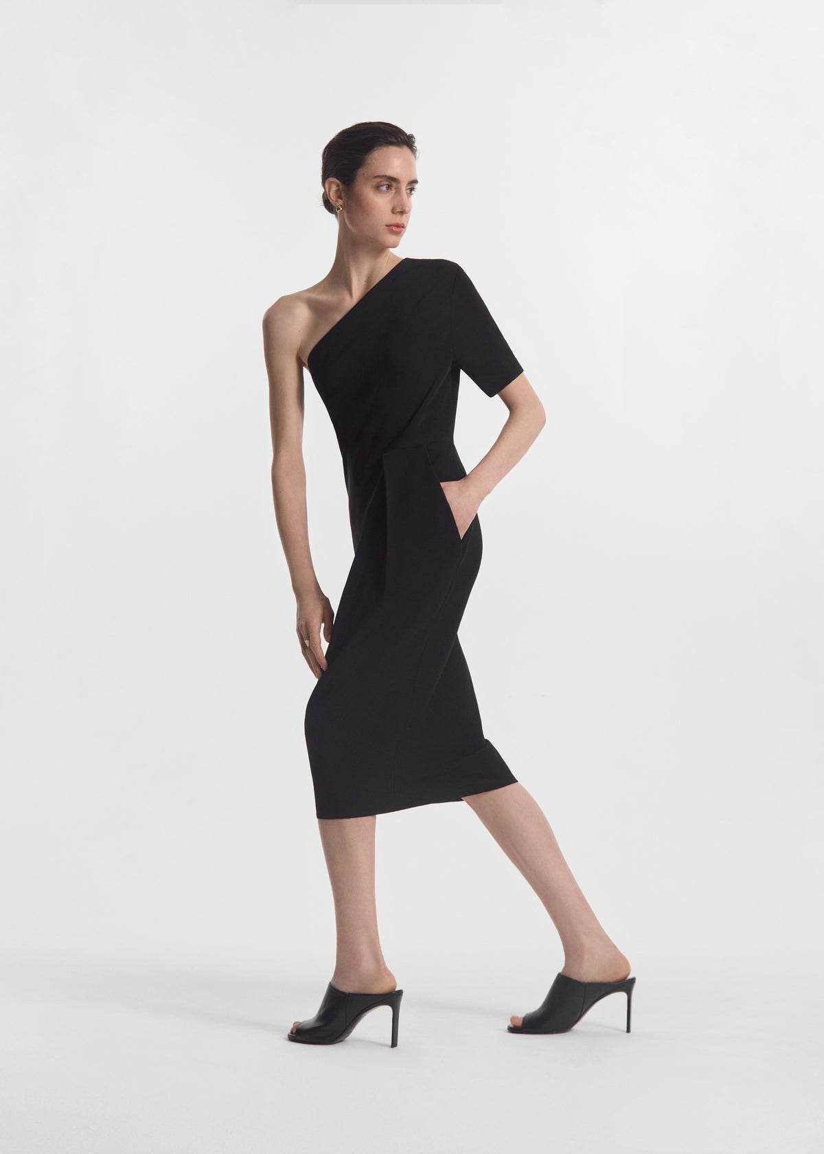 Draped Dress in Viscose Crepe - Black, image 1 of 5