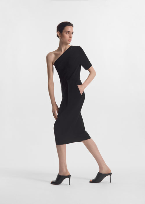 Draped Dress in Viscose Crepe - Black, image 1 of 5