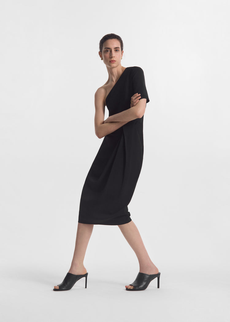 Draped Dress in Viscose Crepe - Black, image 3 of 5
