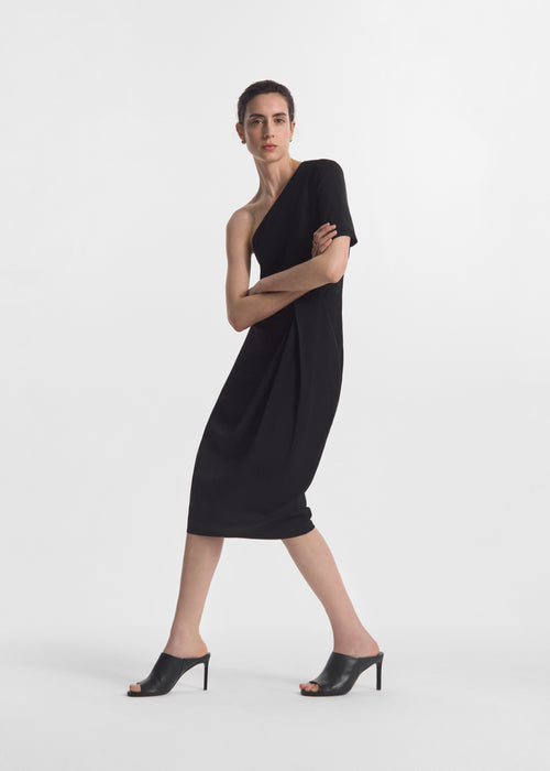 Draped Dress in Viscose Crepe - Black, image 3 of 5