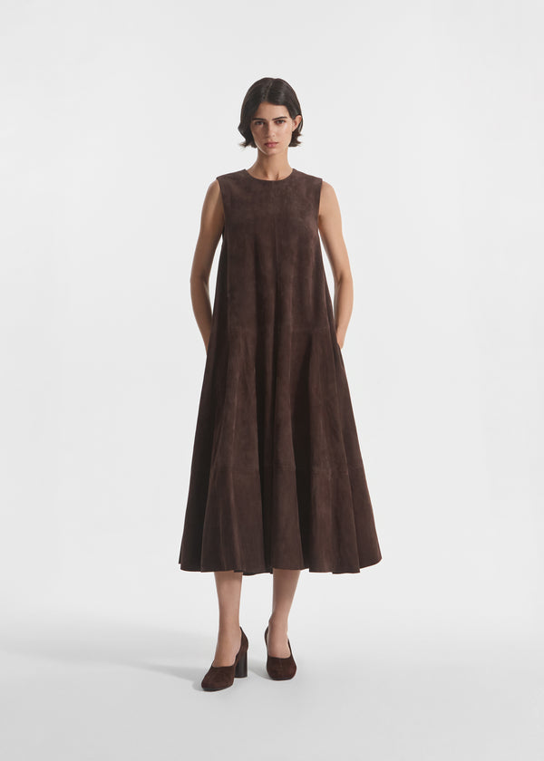 Aline Tank Dress in Suede - Chocolate - CO