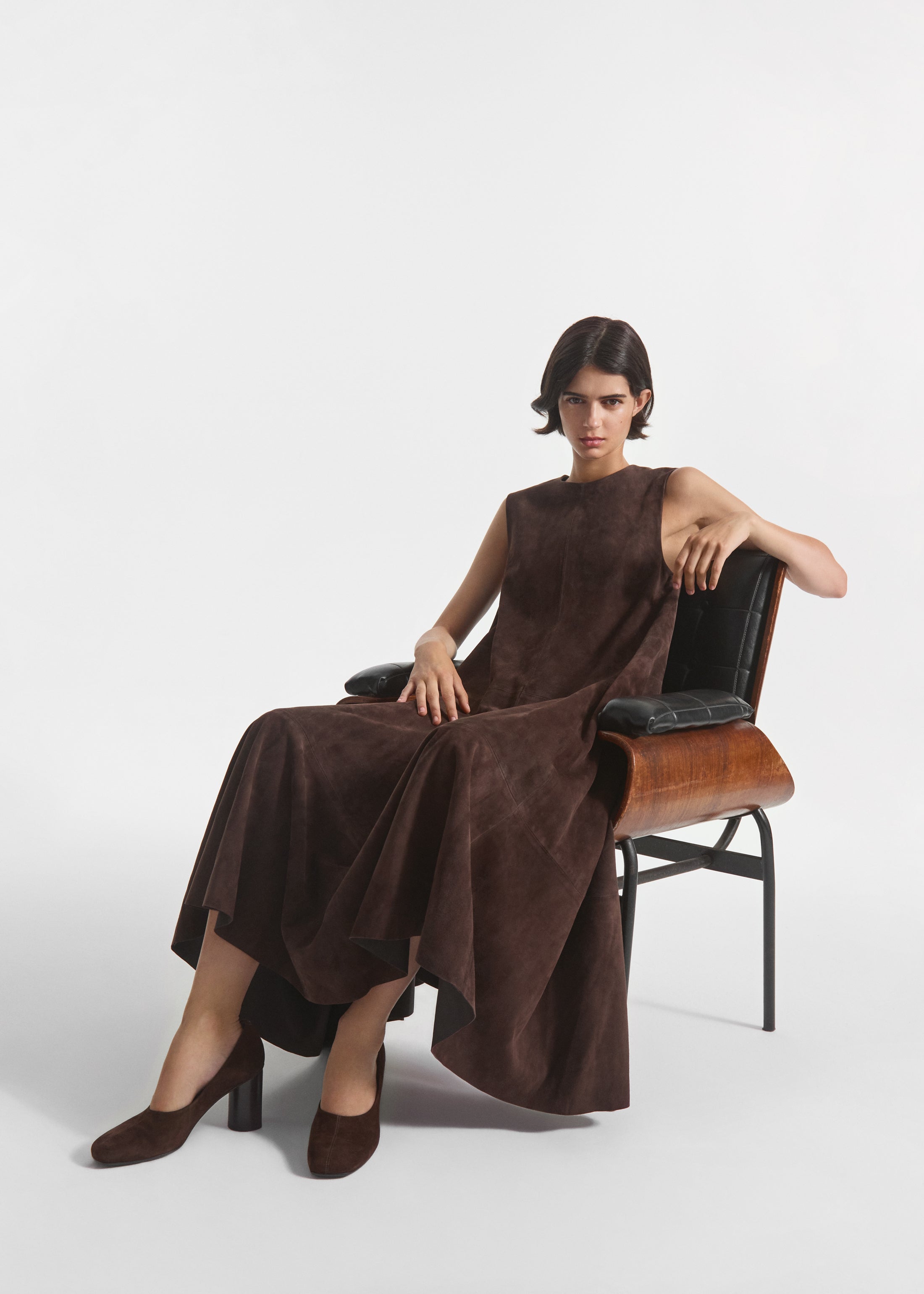 Aline Tank Dress in Suede - Chocolate