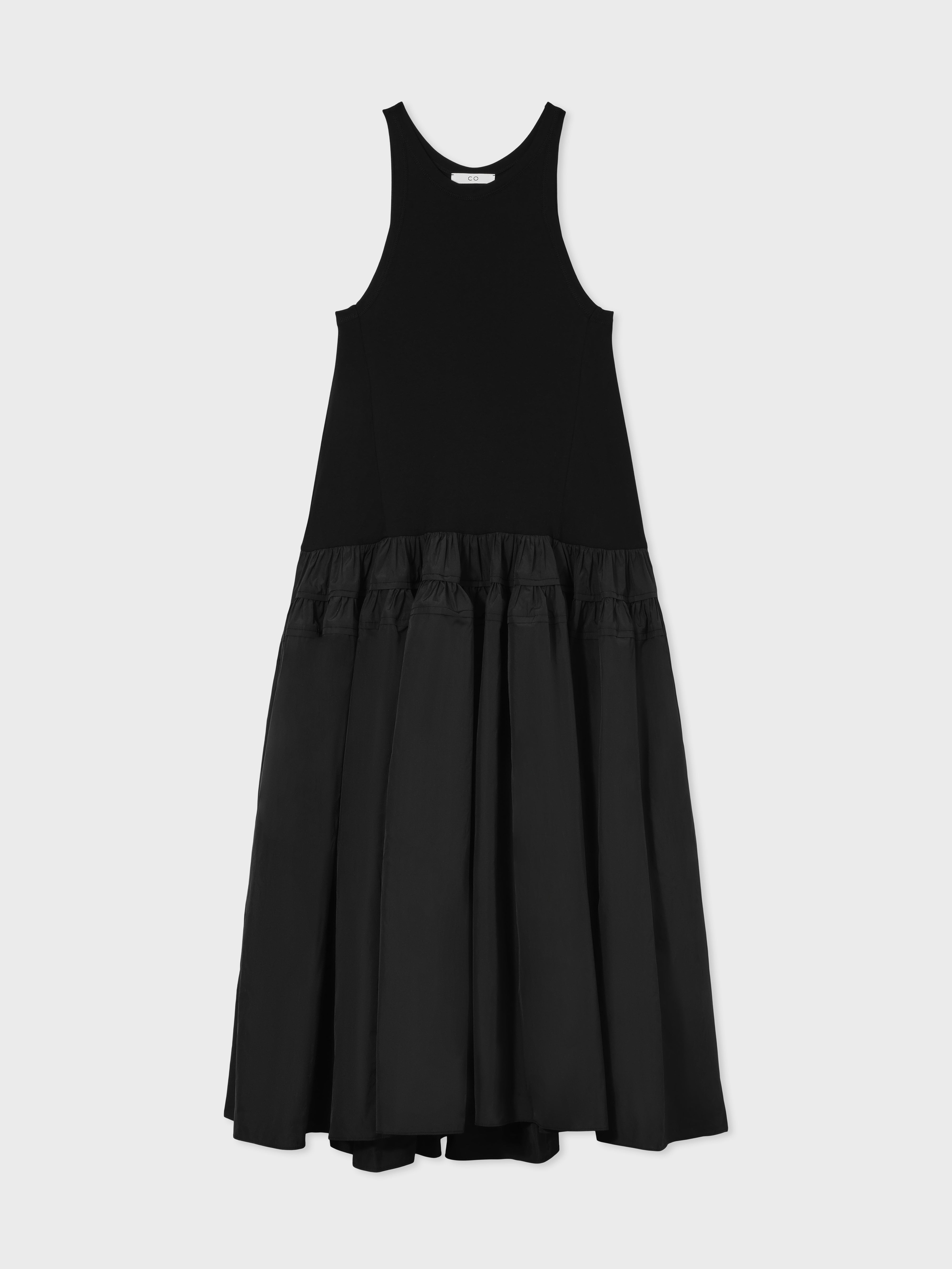 Tank Dress in Cotton Jersey and Taffeta - Black - CO Collections