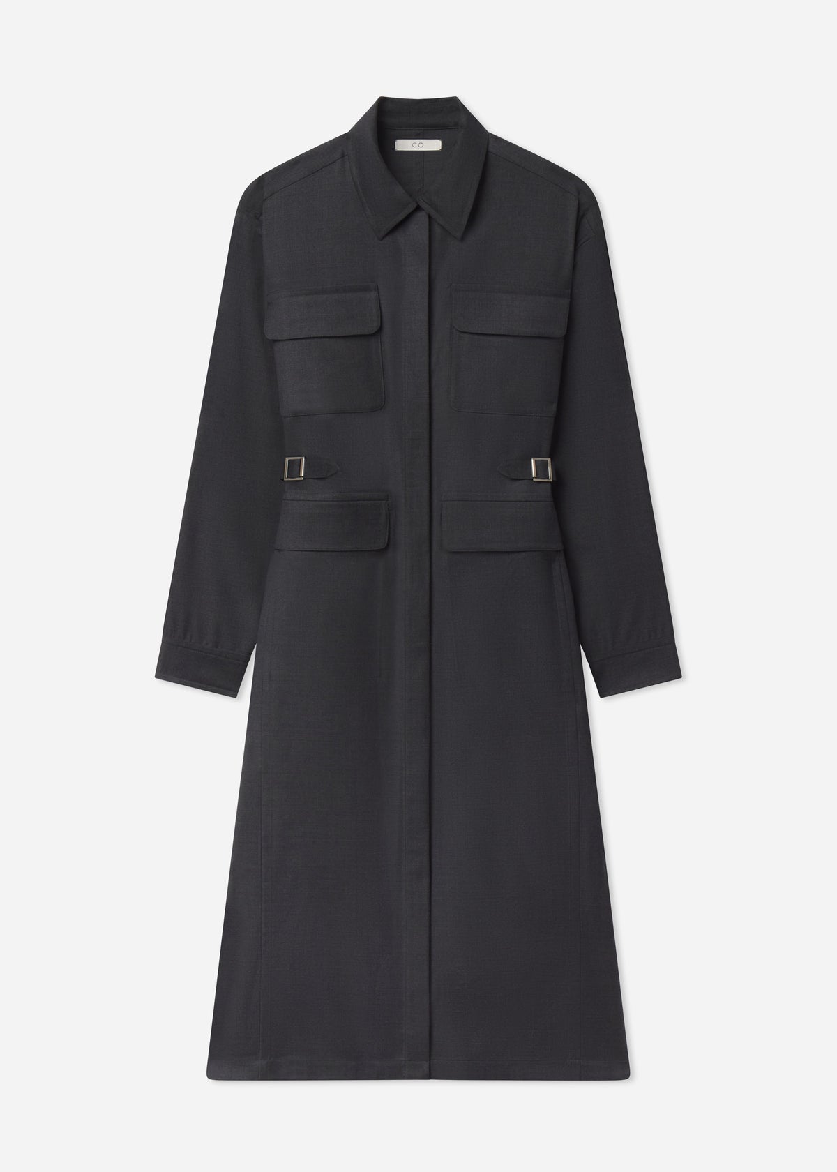 Workwear Shirt Dress in Wool - Grey, image 7 of 7