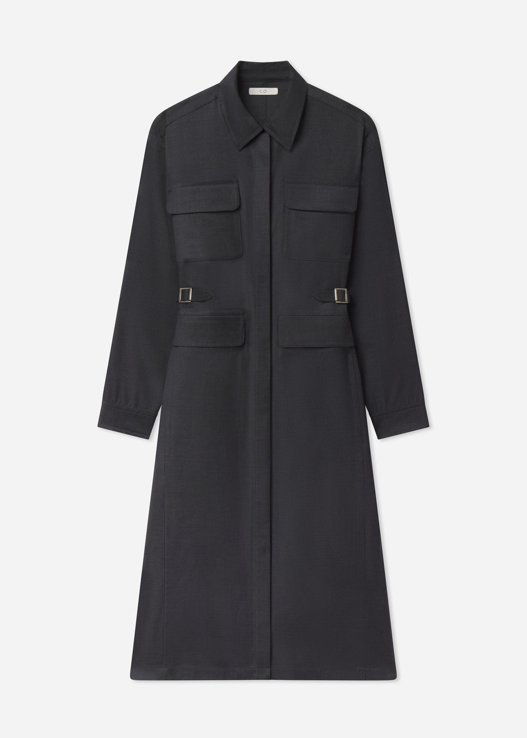 Workwear Shirt Dress in Wool - Grey - CO