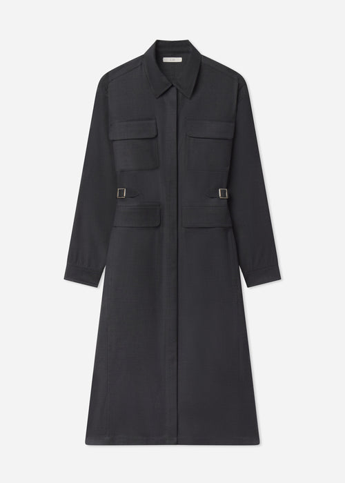 Workwear Shirt Dress in Wool - Grey, image 7 of 7