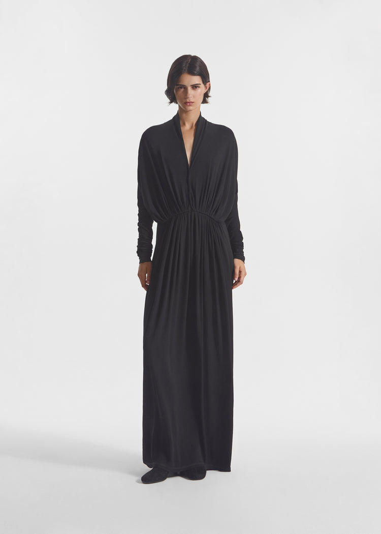 Gathered Dress in Jersey - Black, image 1 of 3
