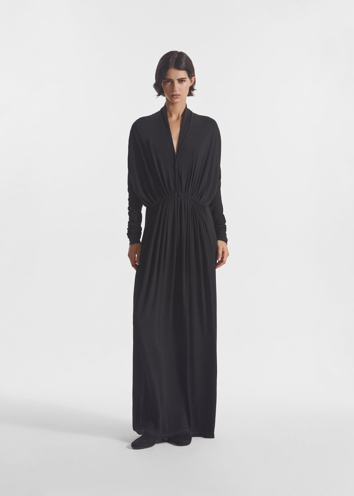 Gathered Dress in Jersey - Black, image 1 of 3
