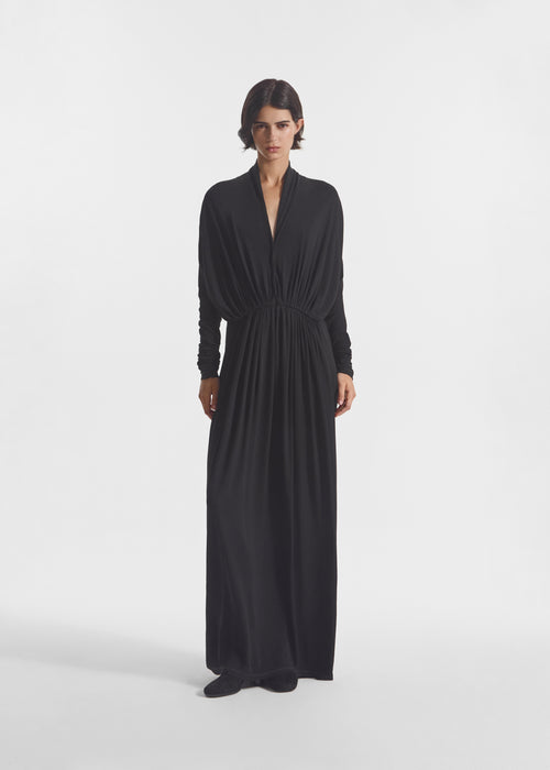 Gathered Dress in Jersey - Black, image 1 of 3