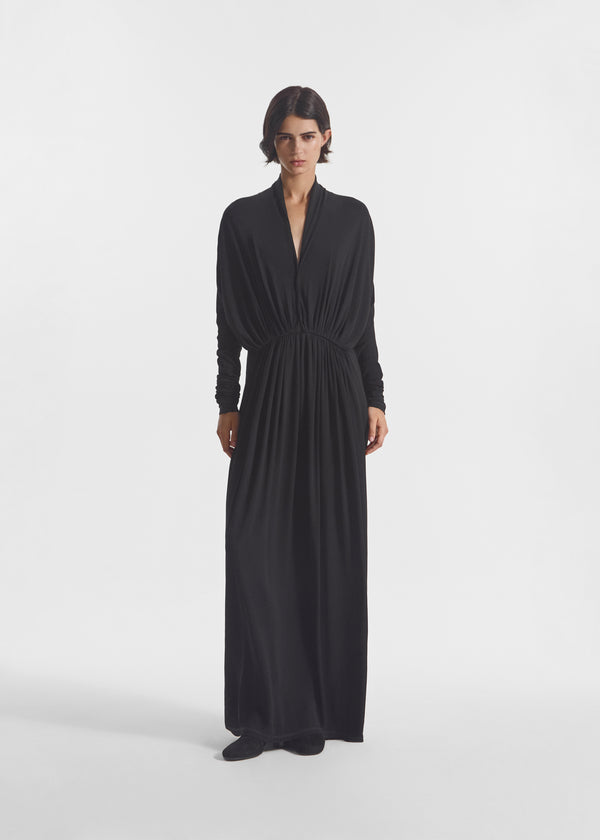 Gathered Dress in Jersey - Black, image 1 of 3