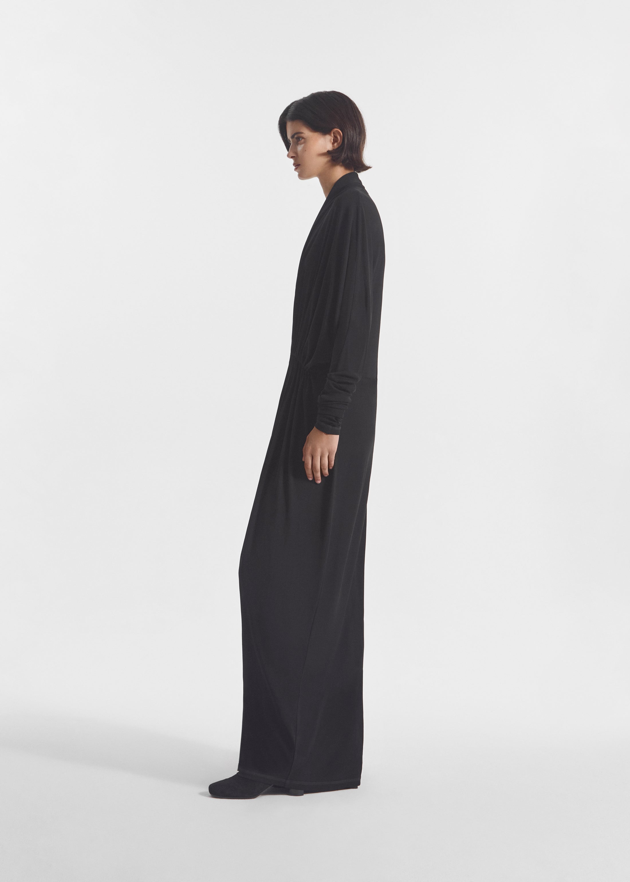 Gathered Dress in Jersey - Black, image 2 of 3