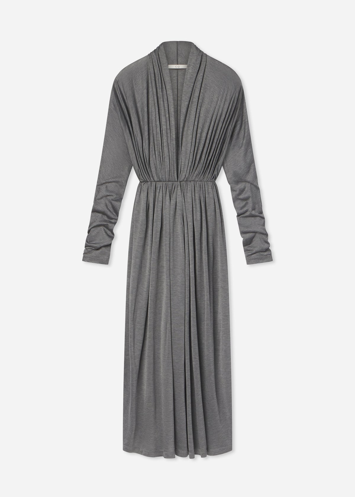 Gathered Dress in Silk Jersey - Grey, image 5 of 5