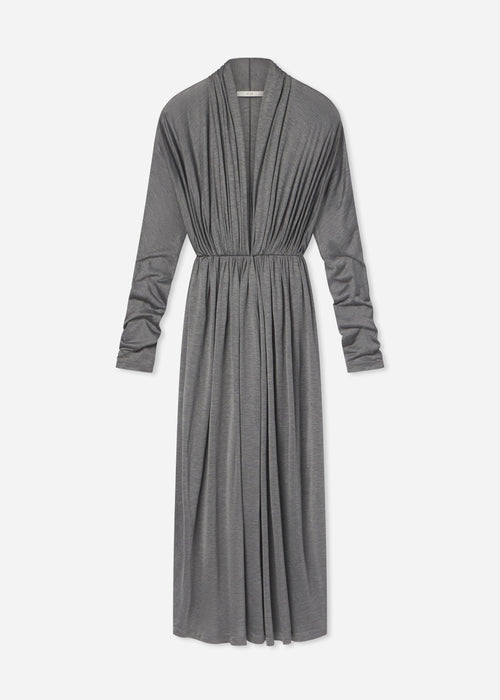 Gathered Dress in Silk Jersey - Grey, image 5 of 5
