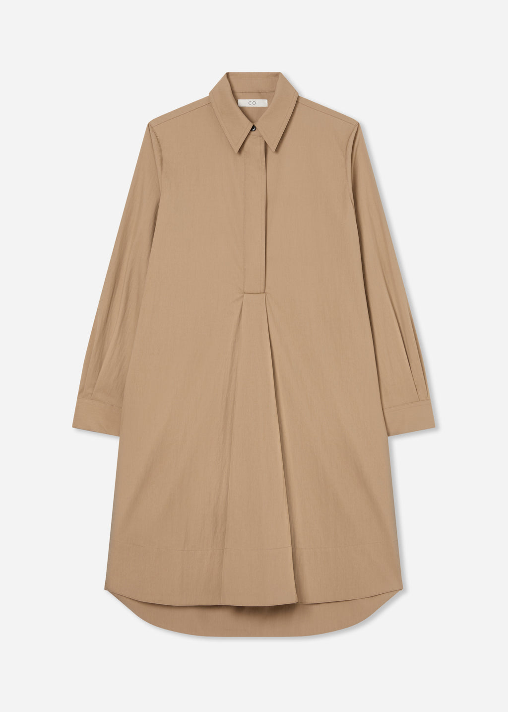 A-line Shirt Dress in Cotton Twill - Camel - CO
