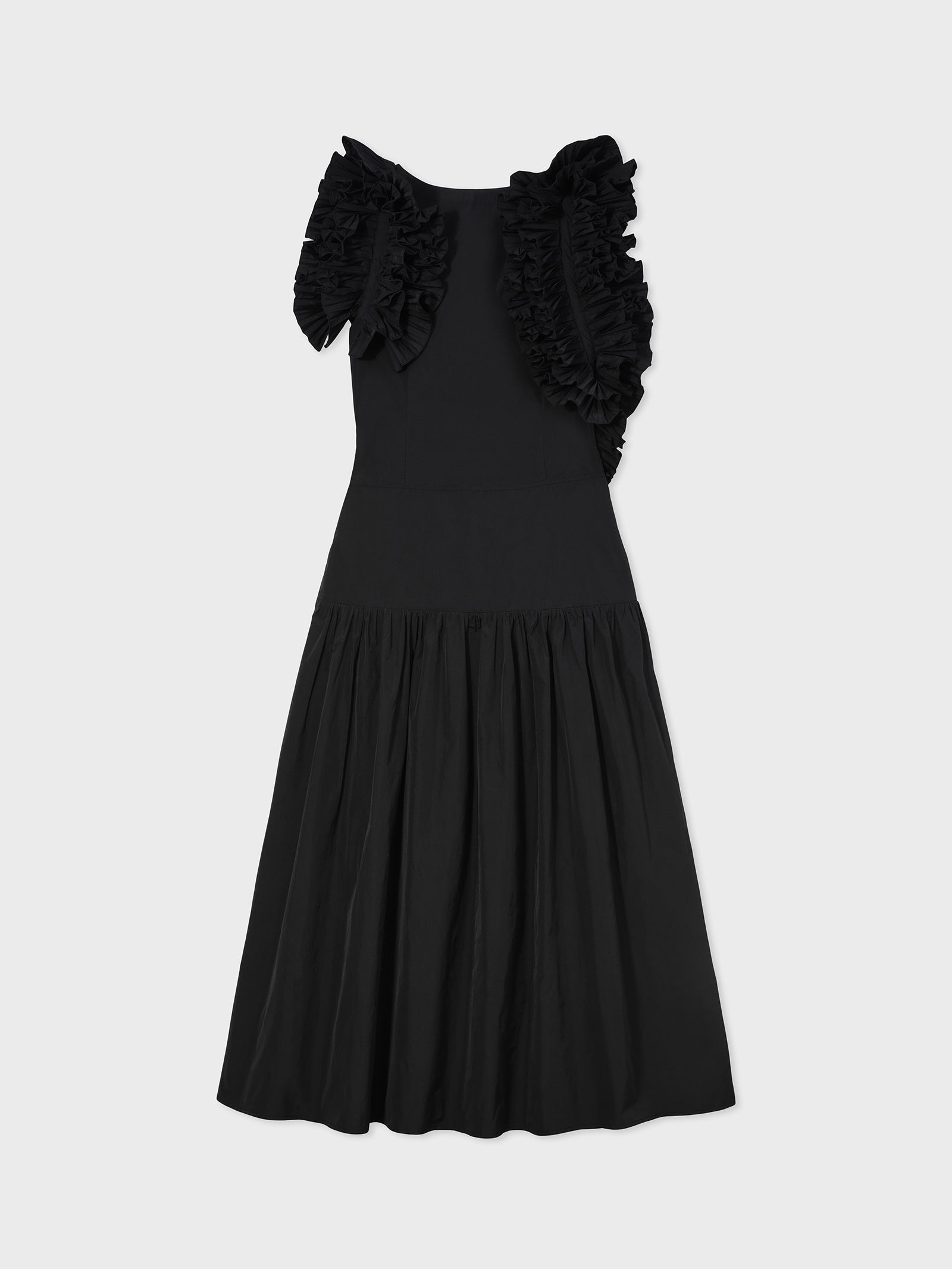 Sleeveless Ruffle Dress in Taffeta  - Black - CO Collections