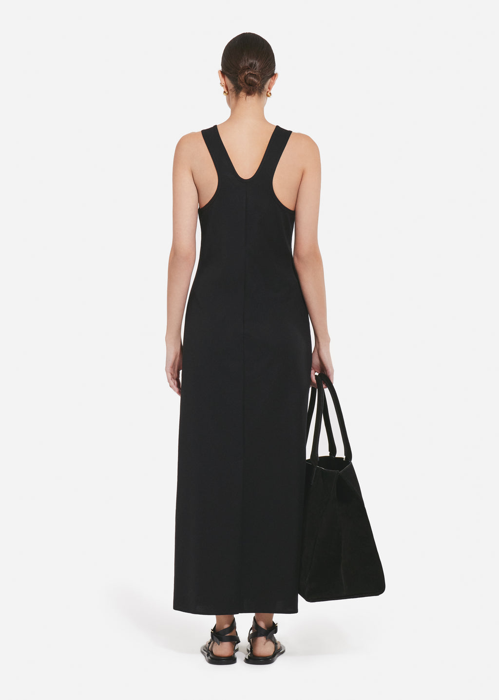 Racer Back Tank Dress in Cotton - Black - CO