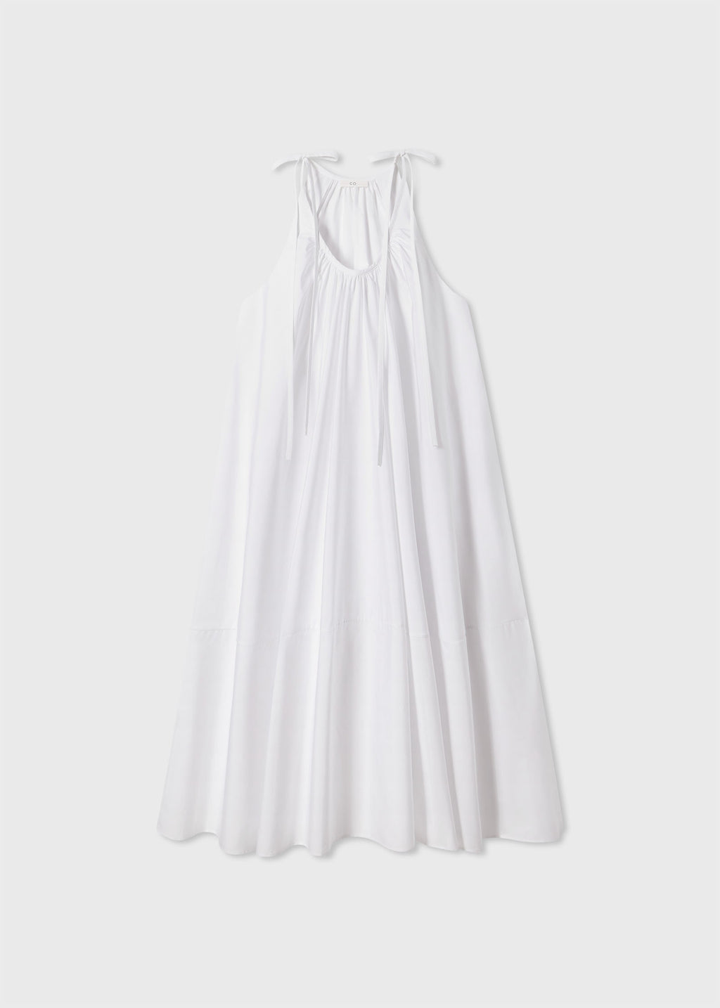 Gathered Halter Dress in Cotton Poplin - White - CO