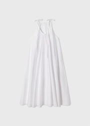 Gathered Halter Dress in Cotton Poplin - White - CO Collections