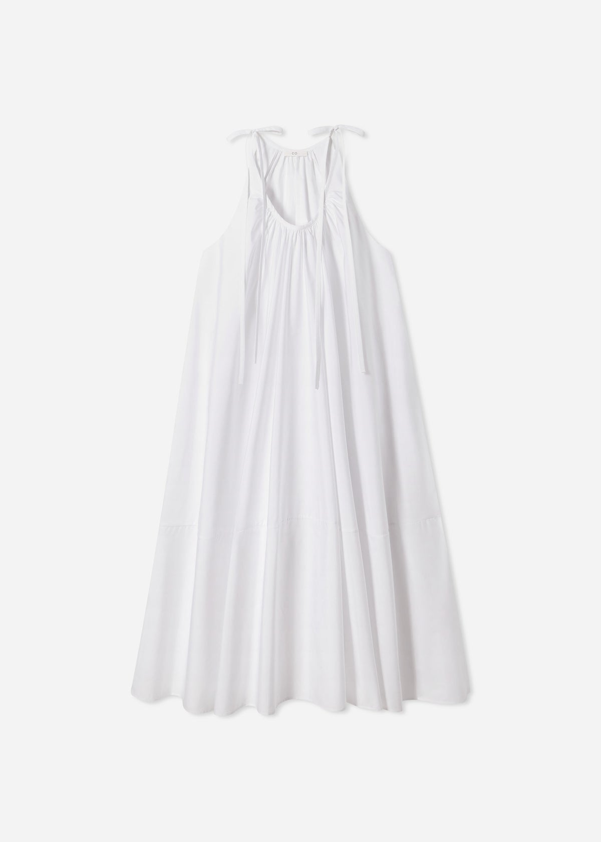 Gathered Halter Dress in Cotton Poplin - White, image 4 of 4