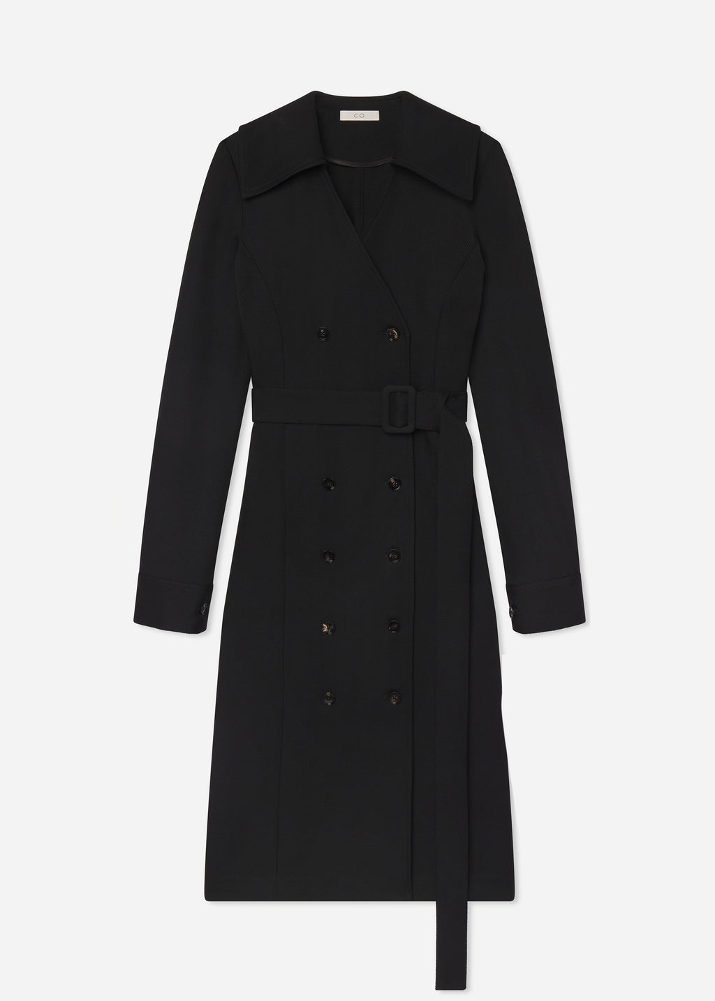 Belted Dress in Wool Twill - Black - CO