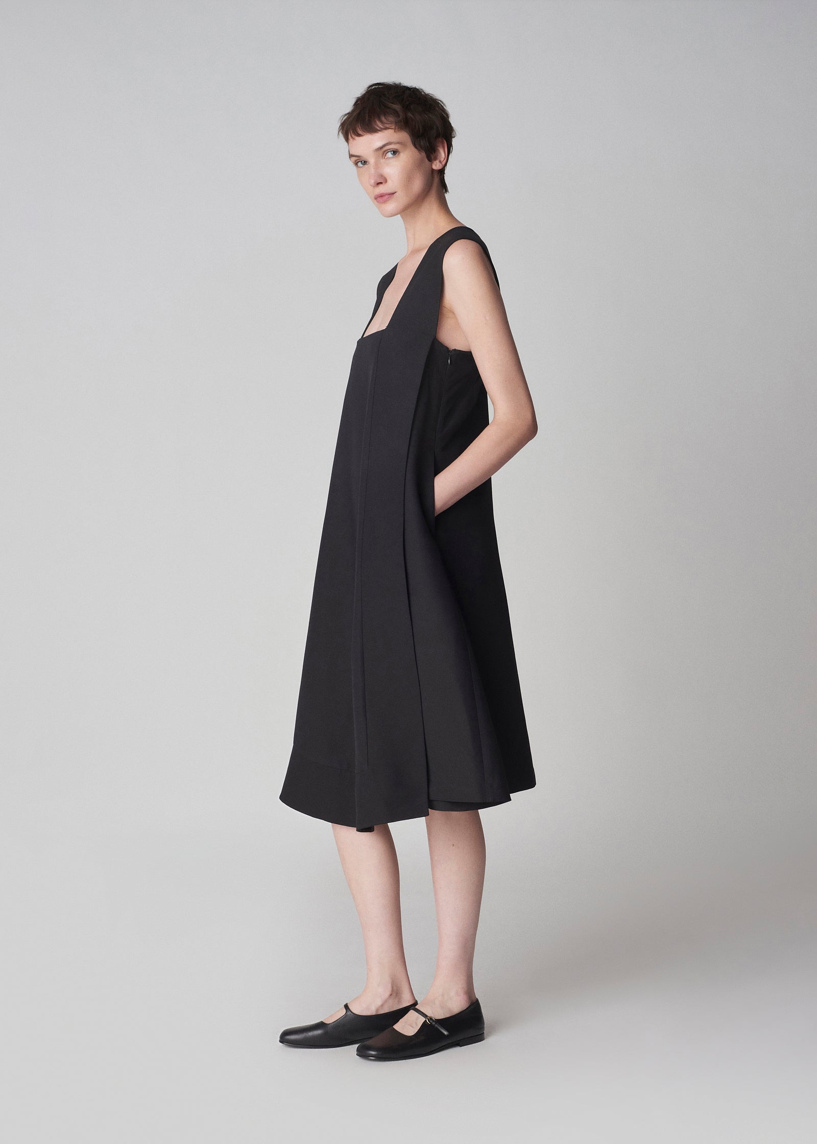 Border Dress in Smooth Faille - Black - CO Collections