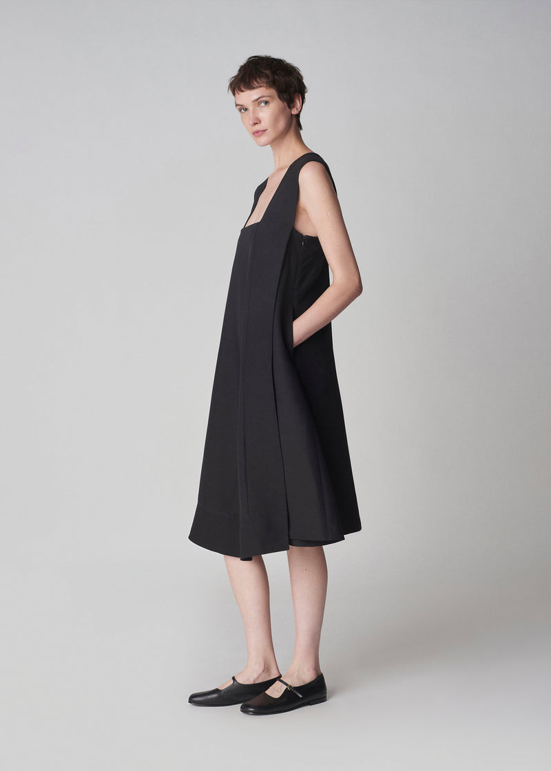 Border Dress in Smooth Faille - Black - CO