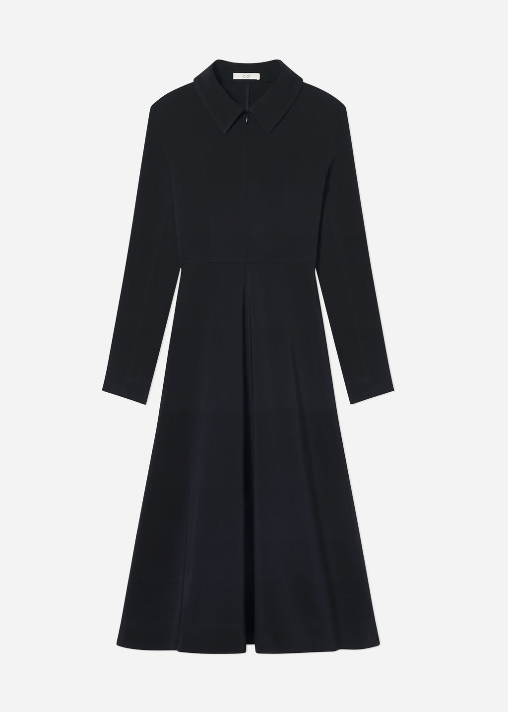 Long Sleeve Shirt Dress in Crepe -  Black - CO