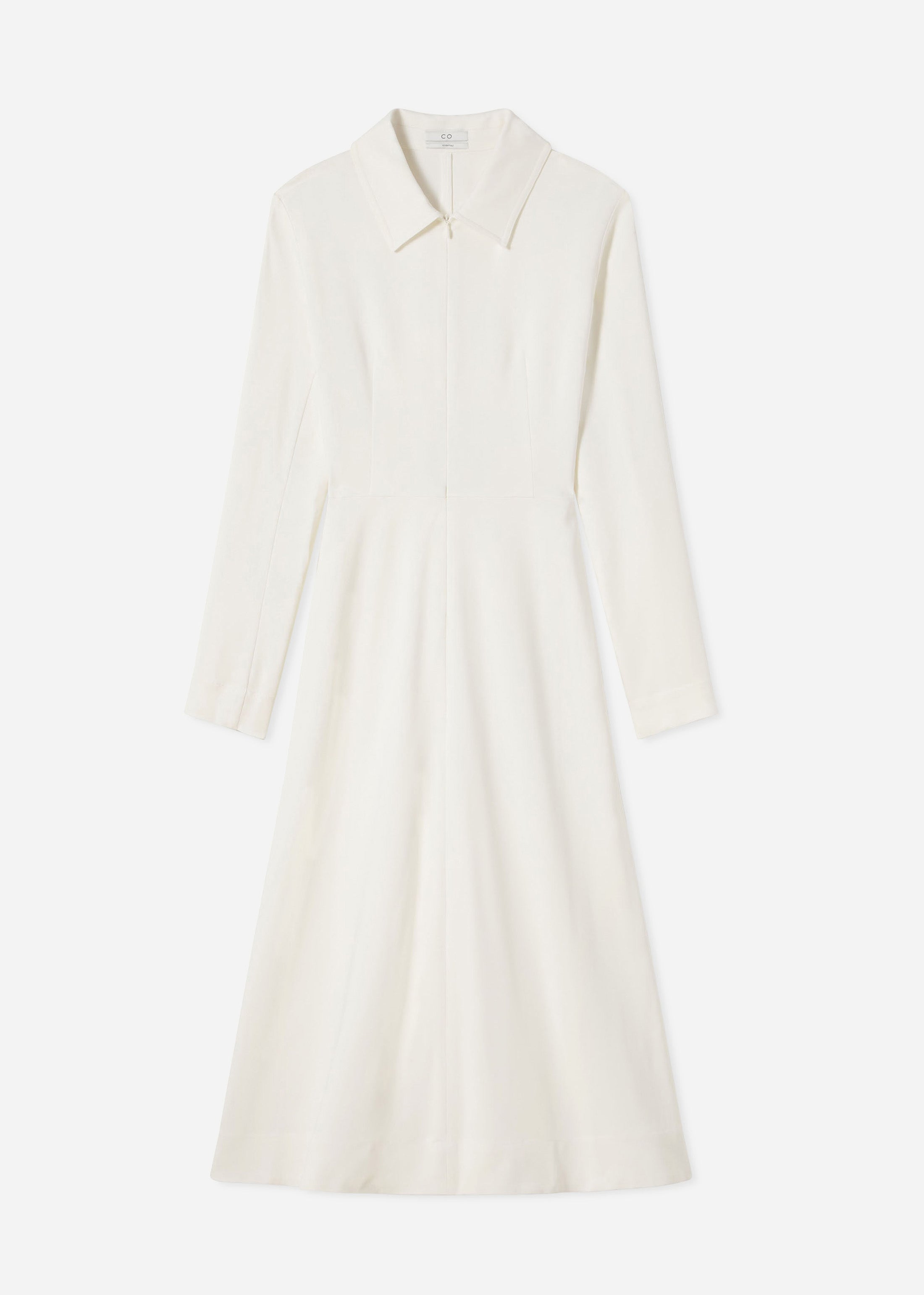 Long Sleeve Shirt Dress in Crepe - Ivory